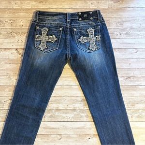 Miss Me Signature Skinny Cross Bling Embellished Jeans Size 28